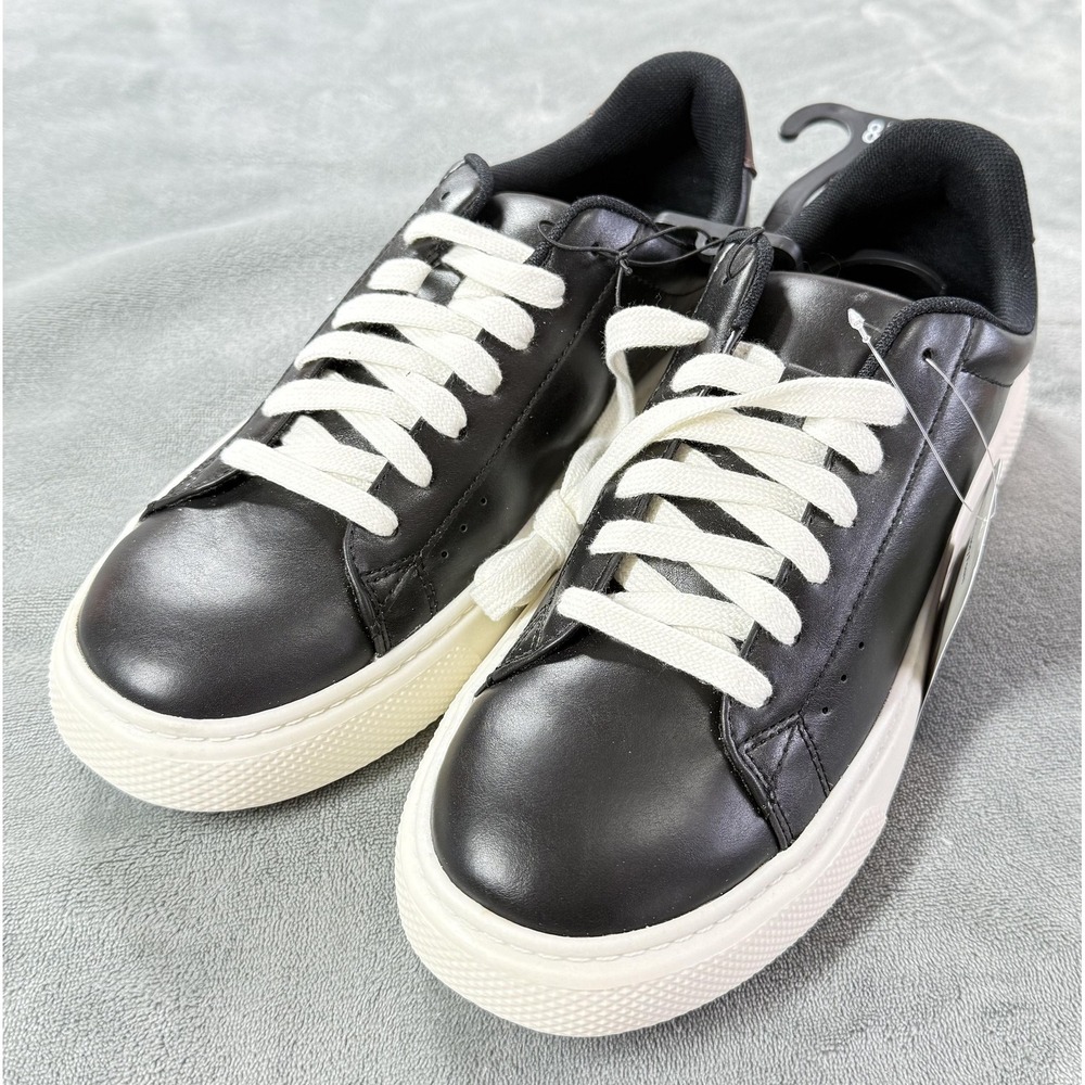 George Shoes Mens Size 8.5 Black Memory Foam Casual Court Sneakers Lace Up‎
